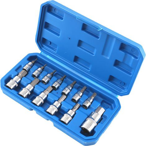 13 Piece CRV Metric Hex Bit Socket Set 1/4 3/8 1/2 Drive Chrome 2-14mm (1/5)