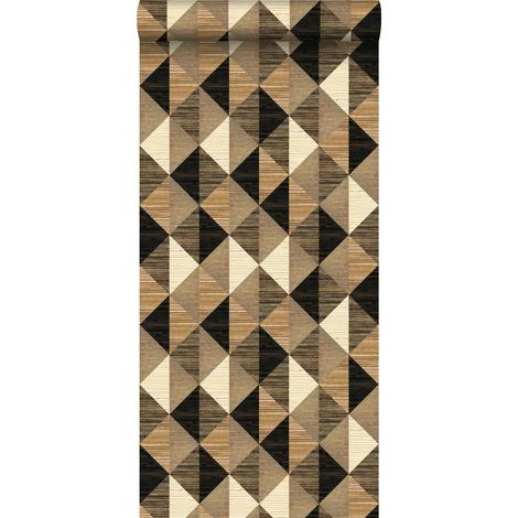 papier peint intissé XXL motif graphique en 3D noir, marron et beige  - Origin Wallcoverings (1/5)