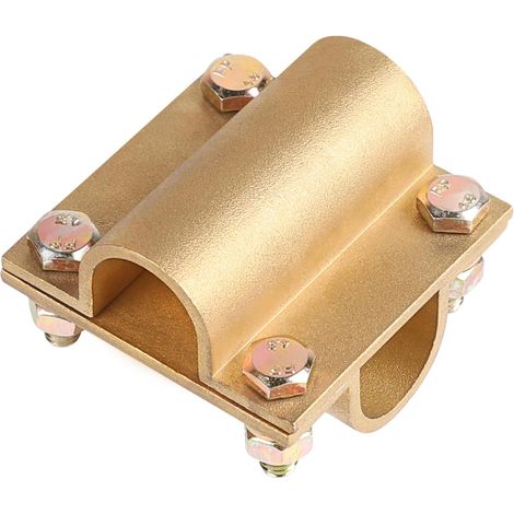 Ø14,2mm Connecteur en Croix en Laiton Convient pour 70mm², Borne de Terre de Profondeur, Collier Support de Tige Matériel de Paratonnerre, Raccordement Bande de Fer pour Conducteur Rond (1/5)