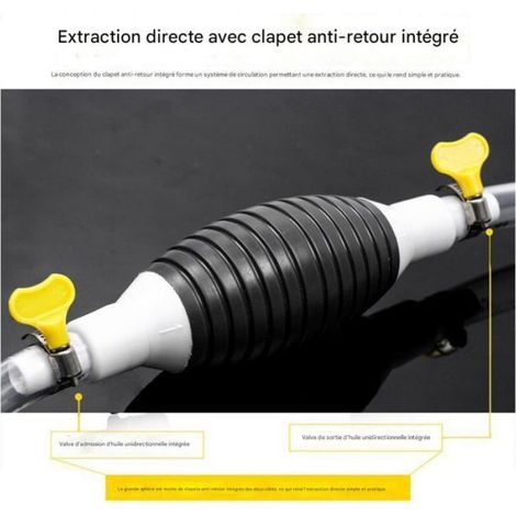 Pompe Manuelle d’Extraction pour Carburant, Eau et Huile – Kit Siphon avec Poire d’aspiration, Tuyau 2m Transparent + Serre-Joints (1/5)