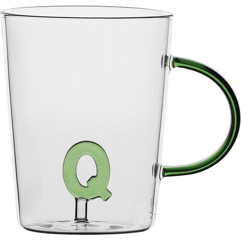 Tasse lettre Q en verre borosilicate, capacité 400 cc, collection Allalettre (1/2)