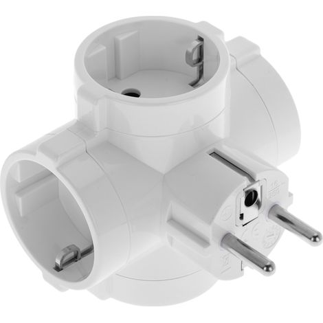 BeMatik - Multiplicador de clavija enchufe schuko cuádruple de color blanco