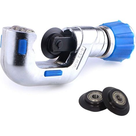 Roll Pipe Cutter 1/8"-1-1/4", Heavy Duty Stainless Steel Copper PVC Cutter with 2 Pipe Holder Cutting Blades (4-32mm)