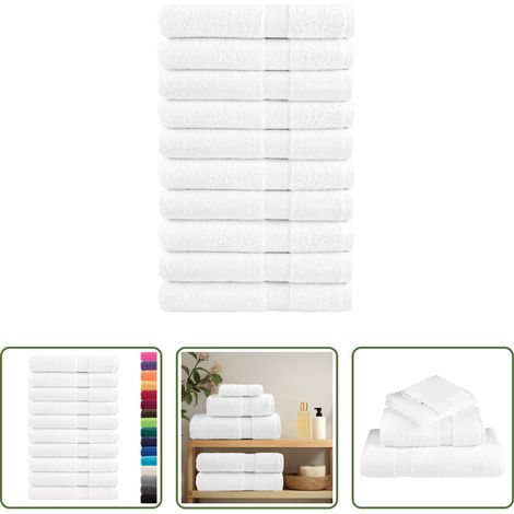 vidaXL Baumwolltuch - Premium Saunatücher SOLUND 10 Stk. Weiß 80x200 cm 600 g/m² (1/5)