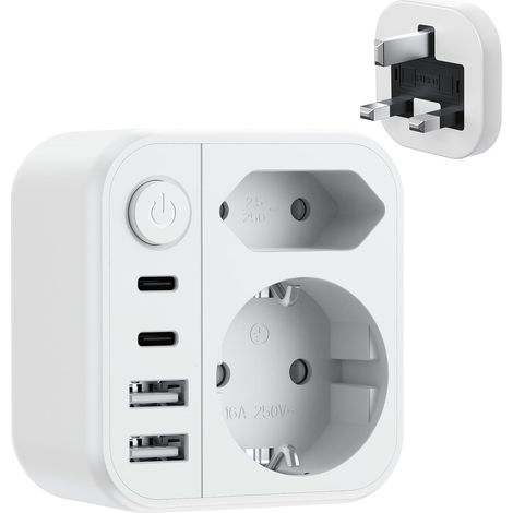 7in1 Reiseadapter UK Typ G England Deutschland connecteur USB Schalter (1/5)