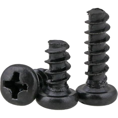 500 vis électroniques micro Phillips à tête plate noire M1 M1.2, longueur 2–8 mm (3 pièces))