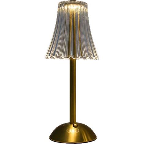 Lampe de table LED rechargeable, à piles, 3 couleurs et intensité variable, finition or poli (1/5)