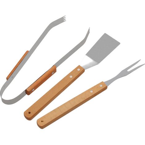 Set de 3 pièces en acier inoxydable avec poignée Fourchette à grillades, fournitures pour barbecue extérieur Outils de cuisine (1/5)