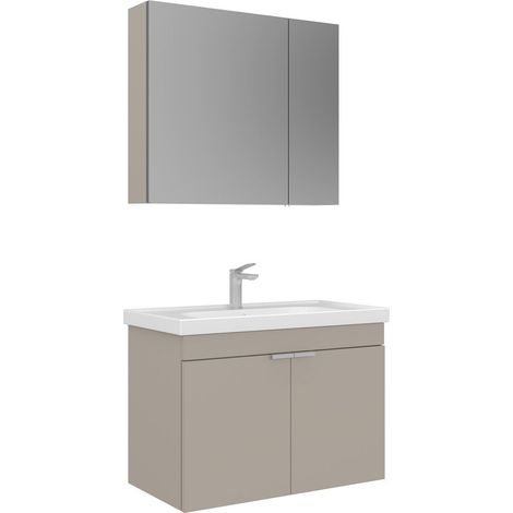 Waschtisch-Set mit Spiegel (2-teilig) "Desna 80" – 80 x 45 x 58 cm – Sand (1/3)