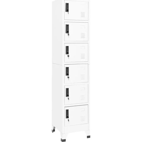 Armadio spogliatoio moderno 38 x 40 x 180 cm con ante con serratura bianco in acciaio bianco 020047006