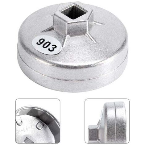 74 mm 14-Zahn-Ölfilterschlüssel-Steckschlüssel-Abzieher-Werkzeug aus Aluminium 903, silberfarben, für BMW, Audi und Mercedes-Benz