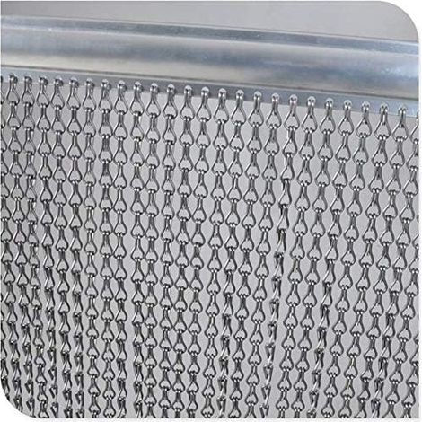 Rideau à Chaîne Anti-Mouche Aluminium 100x210cm,Moustiquaire Métal Argent, Pour Portes. Rideau Chaînette Métal Anti-Insectes Stores, Intérieur Extérieur Antiparasitaire Moustiquaire Écrans (1/5)