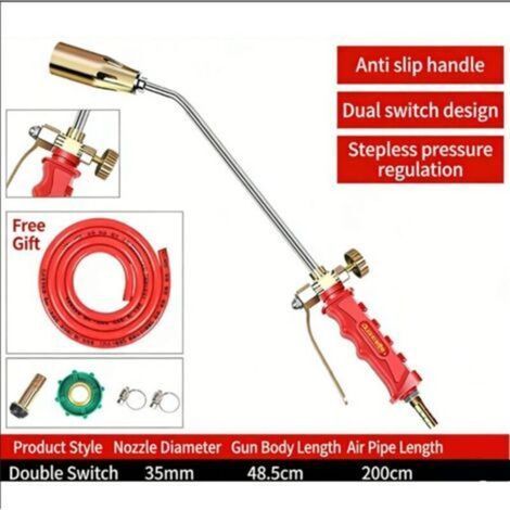 Pulvérisateur de désherbage/dégivrage portable au propane avec allumeur à bouton-poussoir et tuyau de 2 m (1/5)