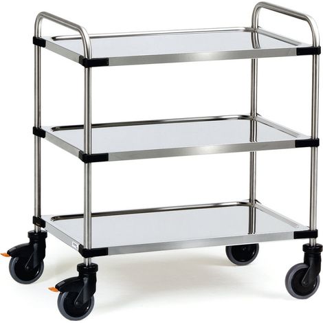 fetra Edelstahlwagen, Ladefläche 630 x 400 mm, 3 Böden (1/2)