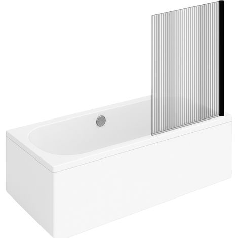 Baignoire droite VILLEROY ET BOCH Oberon quaryl 190 x 90 cm  + Pare bain droite AURYS Raywall Noir mat