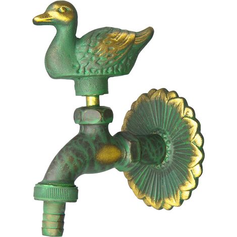 Auslaufhahn Nostalgie 1/2" AG Messing Ente mit Schlauchtülle (1/2)