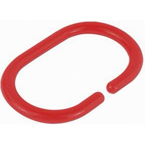 TRADE SHOP - Set 12 Pz Anelli Gancio Per Tenda Da Doccia Box Bagno In Plastica Pp Rosso 87241 -