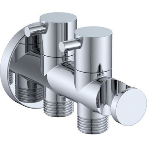Presa acqua 2 vie tonda con supporto e chiusure cromate   Tecom (1/2)
