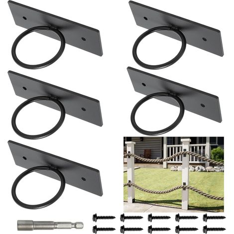 Supports de Corde Noirs de 5 cm en Acier Inoxydable, Corde de Jute, Accessoires pour Clôture en Corde de Chanvre, Main Courante, Escalier, Rampe de Pont, Crochet de Plafond, Mur, etc. (1/5)