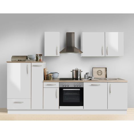 Komplettküche Premium weiss Hochglanz MANCHESTER-87 inklusive E-Geräte, Geschirrspüler und Apothekerschrank 300cm (1/5)