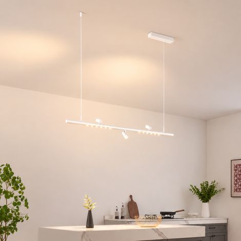 Weiße Pendelleuchte Magnetsystem 3 Spots und 2 LED-Profile 27W - Lyne (1/5)