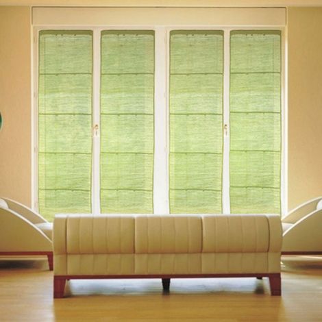 Store voilage en jute et coton vert mousse 60x200 cm – Accroche facile avec crochets – Ambiance zen et bien-être – Thedecofactory (1/4)