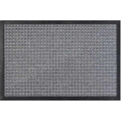 Paillasson d'entrée, paillasson ultra absorbant, anti-humidité, résistant aux taches et à la décoloration, gris, 29 x 17 po (1/4)