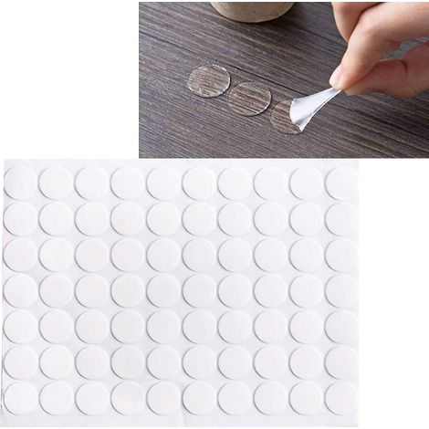 280 pastilles adhésives transparentes double face, rondes, en acrylique, sans traces, ultra-adhésives et imperméables. (1/5)