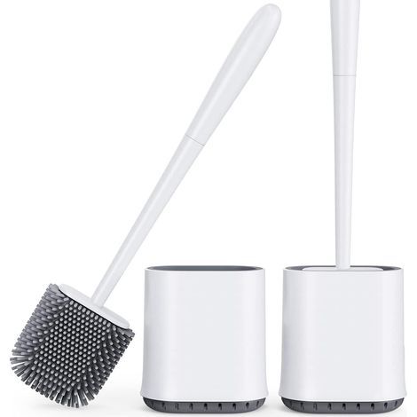 This toilet brush is available in two installation options: one with a quick-drying, ventilated holder, and the other with silicone bristles for deep cleaning. (1/5)