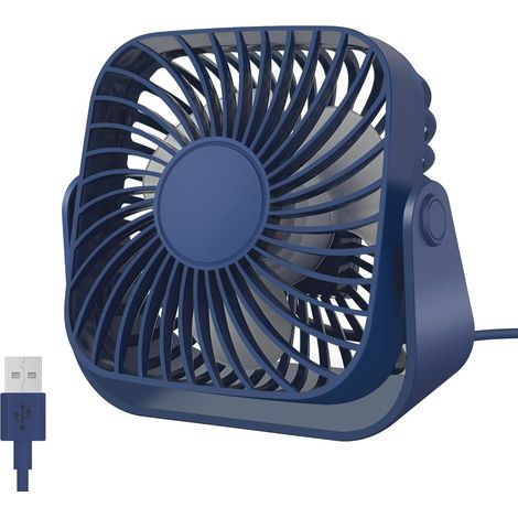 USB-Ventilator, kleiner Tischventilator, Mini-Ventilator für den persönlichen Gebrauch, 3 Geschwindigkeitsstufen, 360°-Drehung, Tischventilator fürs Büro (blau)
