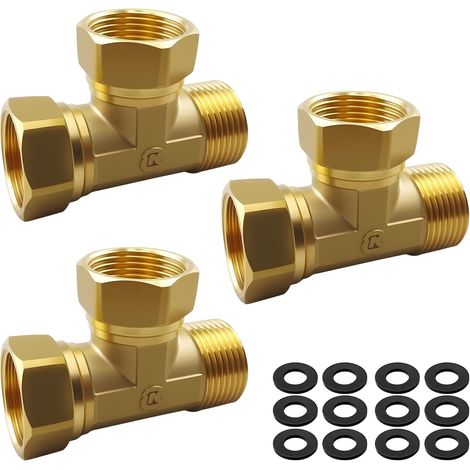 3 Pcs RaccordsZ En T En laiton 3/4" 90°,RaccordZ En T En laiton,Raccord En T A 3 Voies,Raccord En Laiton En T Pivotant,RaccordZ Femelle T 90° Pour Tuyau D'arrosage,L'eau Potable (1/5)