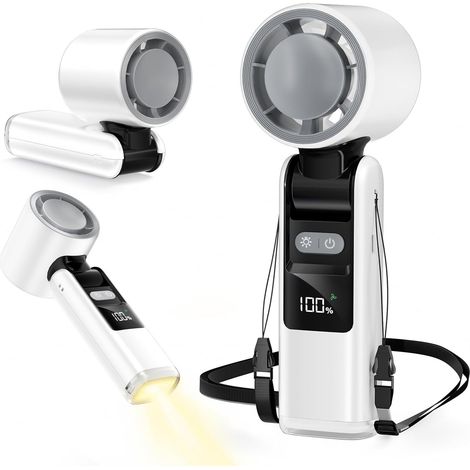 Ventilatore portatile, durata massima della batteria di 14 ore, pieghevole, 100 velocità regolabili, torcia elettrica, mini ventilatore personale ricaricabile da 4000 mAh per viaggi/attività all'apert