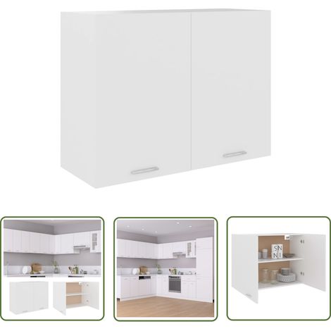 INLIFE Armoire suspendue Blanc 80x31x60 cm Aggloméré (1/5)