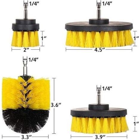 4 Pièces Brosse de Nettoyage Perceuse Électrique Épurateur électrique pour Brosse de Nettoyage pour le Nettoyage de Salles de Bains, Dalles de Piscine, Briques, Céramique (1/5)