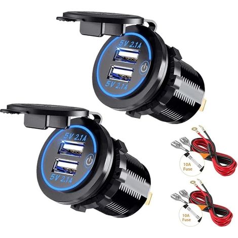 Chargeur double USB 5V/4,2A avec interrupteur pour voiture, bateau, moto, camion, SUV, UTV 12V/24V (2X 188041) (1/5)