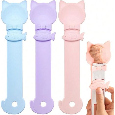 1 pièce : Cuillère distributeuse de friandises pour chat à presser, Cuillère multifonction pour friandises liquides, Distributeur de nourriture pour chat à lécher (Couleur aléatoire) (1/5)