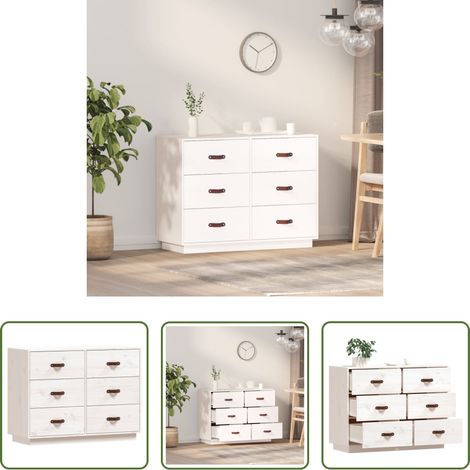 vidaXL Bois de pin - Buffet Blanc 100x40x75 cm Bois massif de pin (1/5)