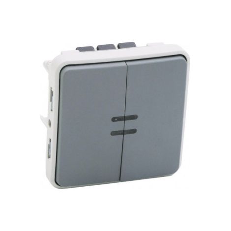 Legrand - Va-et-vient lumineux + poussoir lumineux Legrand Plexo composable gris - 10 AX - gris Ru00e9f : 069519