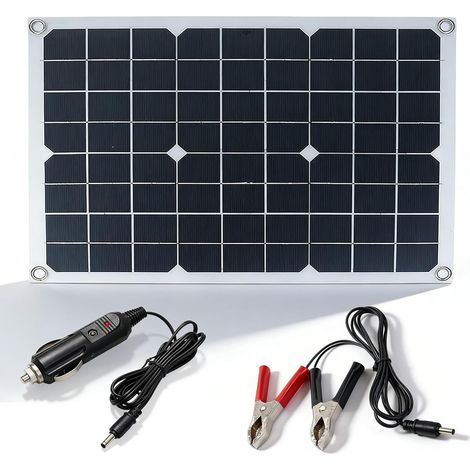 Chargeur De Batterie De Voiture Solaire,20W 15V Chargeur De Batterie Solaire De Voiture,Panneau Solaire Voiture Van Bateau,Kit Panneau Solaire Pour Batteries De Voiture,Camping-Cars,Bateaux,Caravanes (1/5)