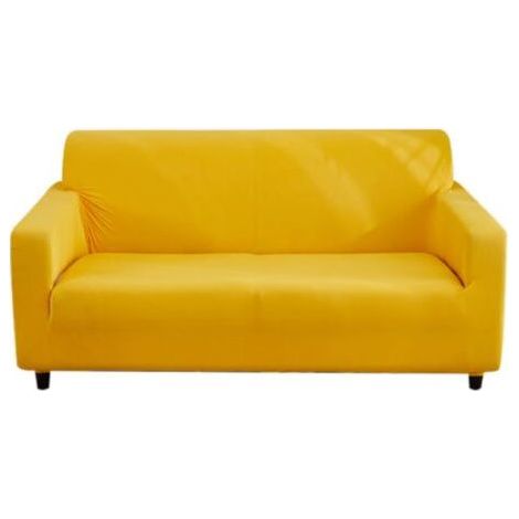 Yellow - 2-seater sofa cover 150-185 cm, stretchy, elegantly soft, universal, non-slip, washable (1/5)