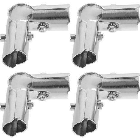 Raccord D'angle de Tuyau en Acier Inoxydable 4pcs pour Fixation de Poteau Colliers D'extrémité Argentés, Polyvalent et Facile à Ajuster pour Buanderie (1/5)