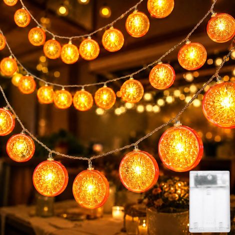 Guirlande lumineuse citron - 3 m - 20 LED - Guirlande lumineuse citron vert - Lumière décorative pour terrasse, salon, bar, fête, mariage, jardin, décoration de Noël, intérieur et extérieur (1/5)