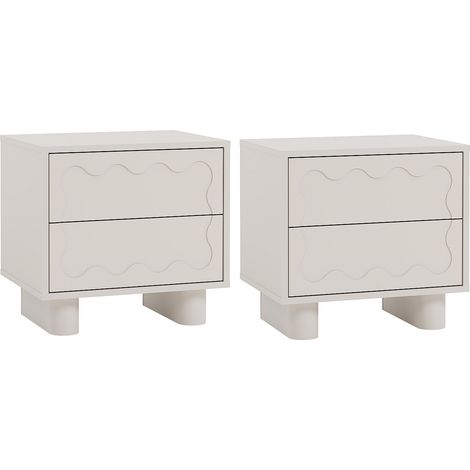 Set di 2 comodini – 2 cassetti – MDF – Beige – ANEZA