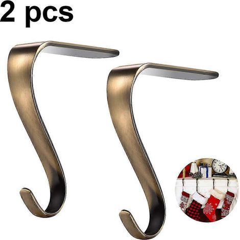 Supports de chaussettes de Noël en métal, crochets pour cheminée, crochets pour guirlandes et décorations de Noël (2 pièces) (1/5)