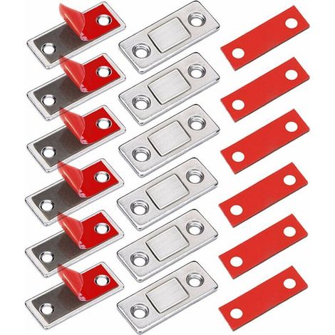 Cierre magnético para muebles, 6 piezas, de acero inoxidable ultrafino, para puertas correderas de armarios, cocinas, gabinetes, cajones, muebles, etc., color negro, de DEBUNS (1/5)