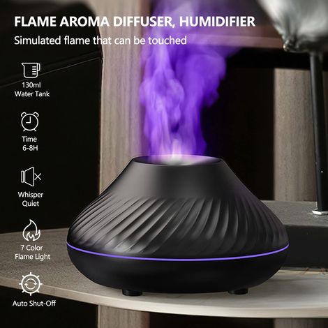 Diffusore di oli essenziali, diffusore di aromi con 7 colori di luce notturna, umidificatore d'aria USB, spegnimento automatico quando l'acqua finisce, per casa e ufficio (nero) (1/4)