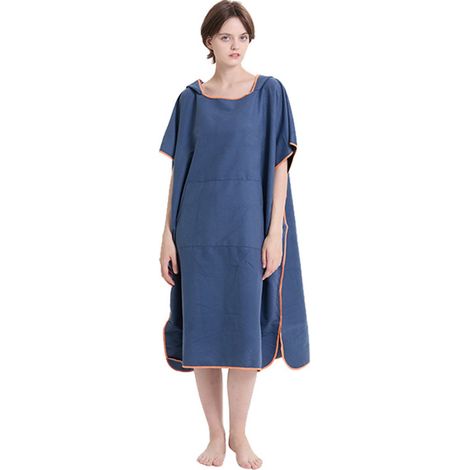 Peignoir de plage - 90 x 110 cm - cape de plage unisexe - poncho - serviette de surf en microfibre - serviette longue à capuche - unisexe - serviette idéale pour la plage et le surf - cape à capuche u (1/5)