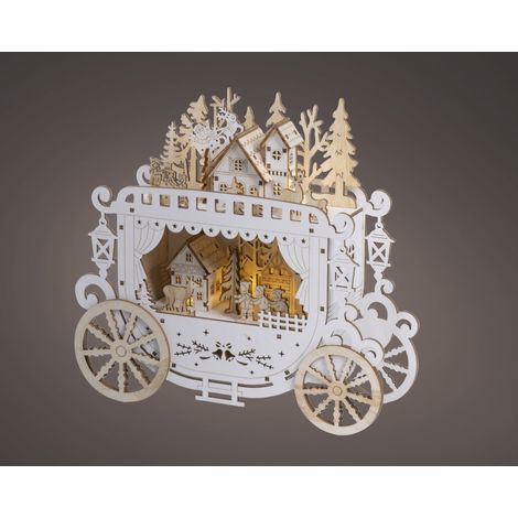 Scena LED in compensato con timer 8 x 24,8 x 23,5 cm naturale Peraga Christmas