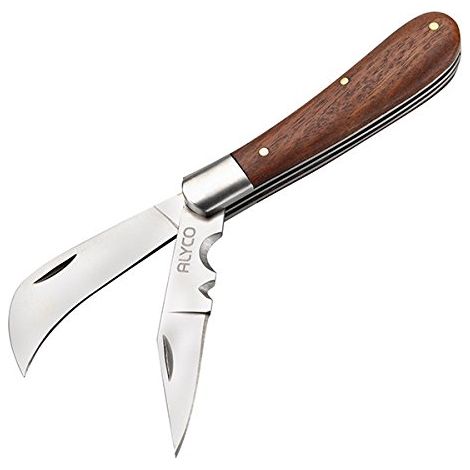 NAVAJA DOBLE HOJA INOX. MANGO MADERA
