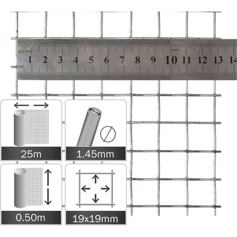 Malla electrosoldada para pajareras y voladeros (Rollo 25x0,5 m)